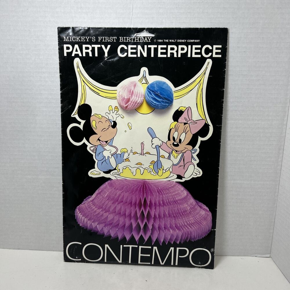 Vtg Baby Mickey Mouse Birthday Honeycomb Centerpiece Decoration Walt Disney Co.